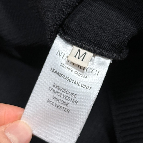 Nina Ricci Reverse 1/4 Ribbed Mock Neck Viscose Stretch L/S Shirt Womens Medium - Picture 9 of 11